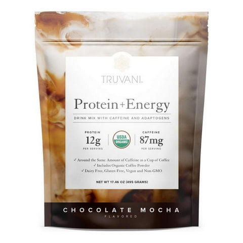 Truvani, Protein Plus Energy Chocolate Mocha Powder, 17.46 Oz Truvani