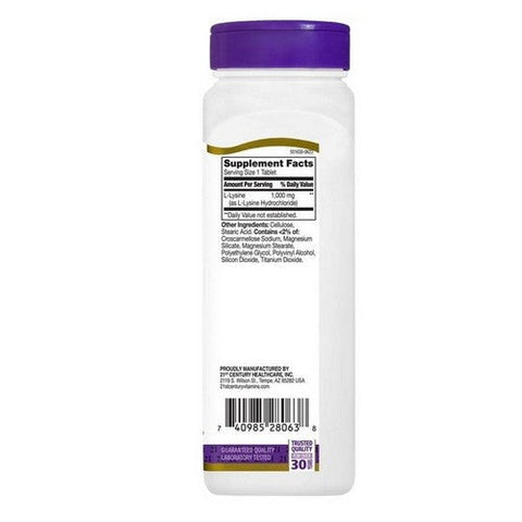 21st Century, L Lysine, 90 Tabs 21st Century