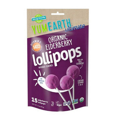 YumEarth, Ultimate Organic Elderberry Lollipops, 15 Count ( 3.3 Oz) YumEarth