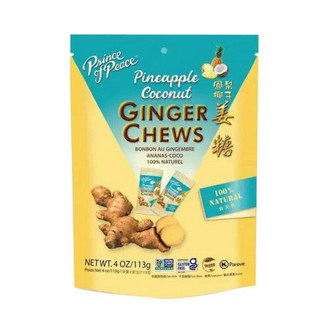 Prince Of Peace, Pineapple Coconut Ginger Chews Bag, 4 Oz Prince Of Peace