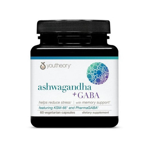 Youtheory, Ashwagandha + GABA, 60 Vegetarian Capsules