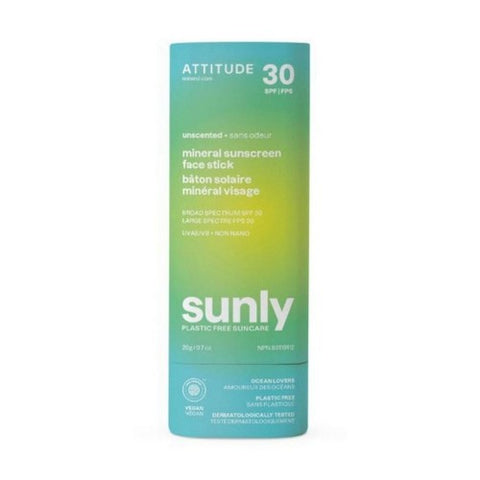 Attitude, Sunly Mineral Sunscreen Face Stick Spf 30 Unscented, 0.7 Oz Attitude
