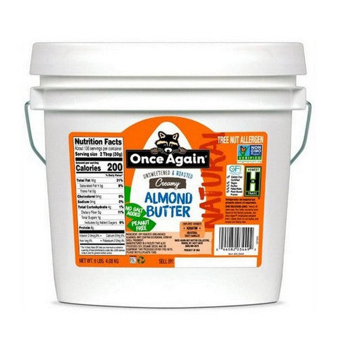 Once Again Nut Butter, Unsweetened And Roasted Creamy Almond Butter, 9 Lbs Once Again Nut Butter