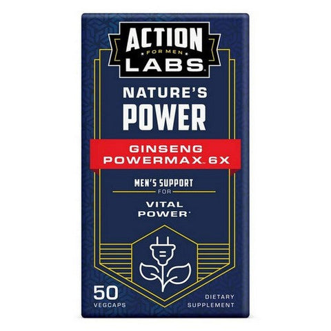 Action Labs, Ginseng PowerMax 6X, 50 Count Action Labs