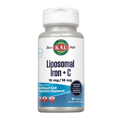 Kal, Liposomal Iron Plus C, 30 Veg Caps Kal
