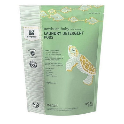 Grab Green, Fragrance Free Newborn Laundry Powder Pods, 30 Loads Grab Green
