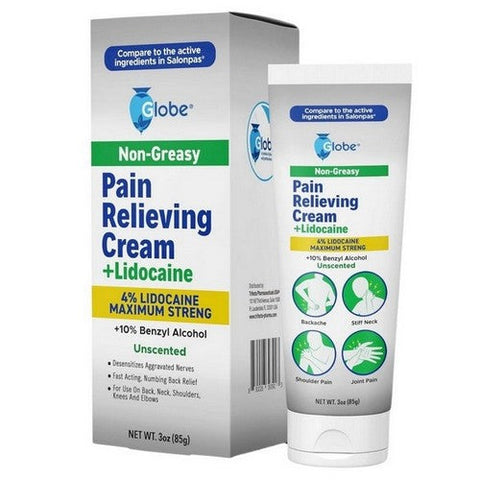 Globe, Pain Relieving Cream Plus 4% Lidocaine, 85 Grams Globe