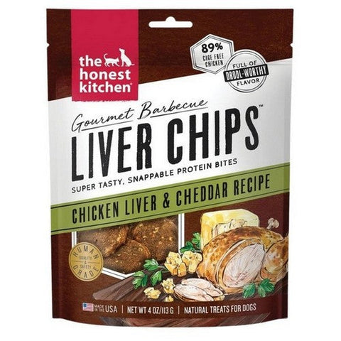 The Honest Kitchen, Gourmet Barbecue Liver Chips Chicken Liver And Cheddar Dog Treats, 4 Oz (Case Of 6) The Honest Kitchen