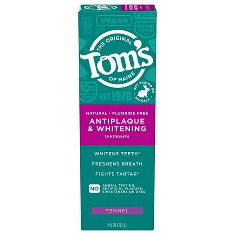 Tom's Of Maine, Antiplaque And Whitening Fluoride Free Toothpaste, 4.5 Oz (Case Of 6) Tom's Of Maine