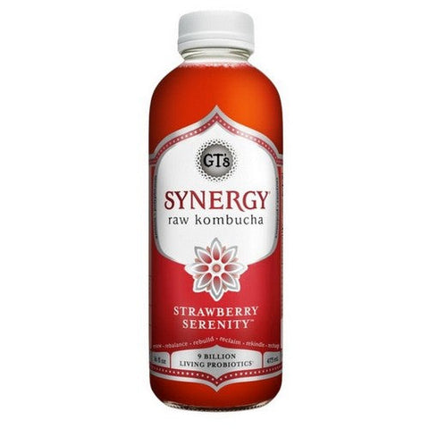 GT's, Synergy Raw Kombucha Strawberry Serenity Beverage, 16 Oz (Case Of 12) GT's