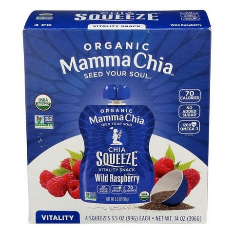 Organic Chia Squeeze Wild Raspberry 3.5 Oz X 4 Count (Case Of 6) by Mamma Chia