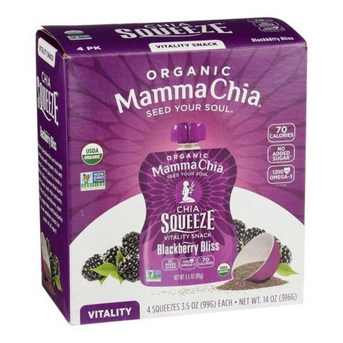Organic Chia Squeeze Blackberry Bliss 3.5 Oz X 4 Count (Case Of 6) by Mamma Chia