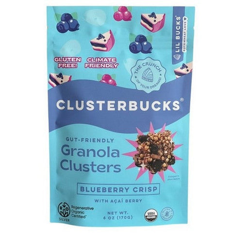 Lil Bucks, Blueberry Crisp Gut Friendly Granola Clusters, 6 Oz (Case Of 6) Lil Bucks