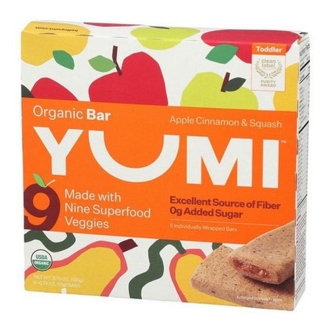 Yumi, Apple Cinnamon Squash Bars, 3.7 Oz (Case Of 6) Yumi