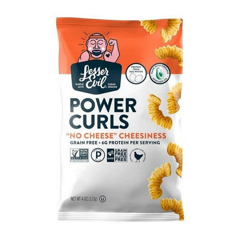 Lesser Evil, Organic Power Curls No Cheese Cheesiness, 4 Oz (Case Of 9)