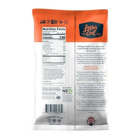 Lesser Evil, Organic Power Curls No Cheese Cheesiness, 4 Oz (Case Of 9)