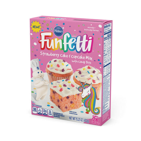 Funfetti Unicorn Strawberry Cake Mix 15.25 Oz (Case Of 12) by Pillsbury