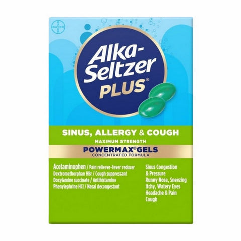 Power Max Gels Maximum Strength Sinus Allergy And Cough Liquid Gels 16 Count (Case Of 3) by Alka-Seltzer