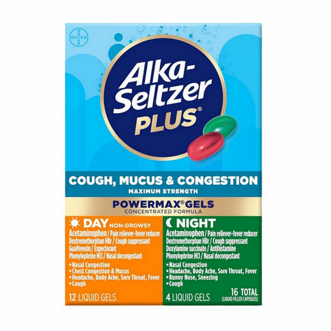 Power Fast Max Gels Day Night Maximum Strength Cough Mucus And Congestion Liquid Gels Original 16 Count (Case Of 3) by Alka-Seltzer