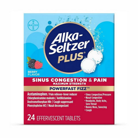 Sinus Congestion And Pain Powerfast Fizz Berry flavor 24 Count (Case Of 3) by Alka-Seltzer