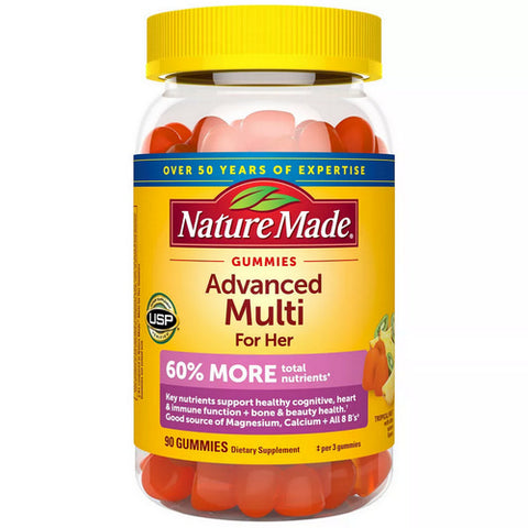 Advanced Multi For Her Tropical Fruit Gummies 90 Count (Case Of 3) by Nature Made