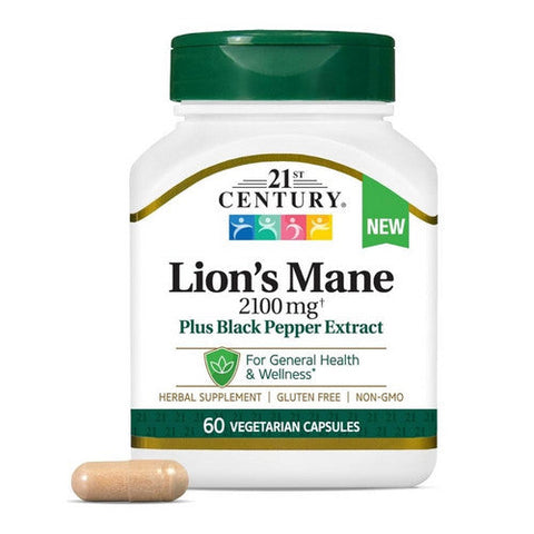 21st Century, Lion's Mane Plus Black Pepper Extract, 2100 Mg, 60 Count 21st Century