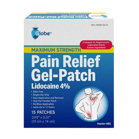 Globe, Lidocaine Gel Patch 4%, 15 Count Globe