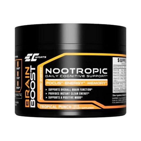 EC Sports, Brain Boost No Tropic Powder Tropical, 133 Grams EC Sports