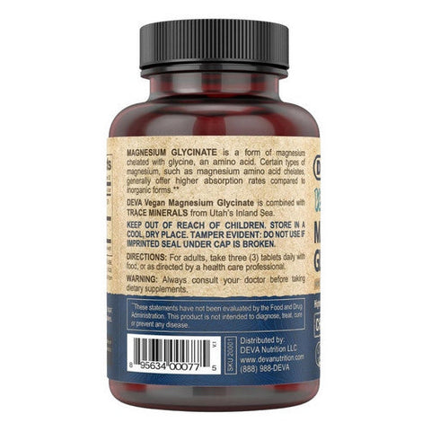 Deva Vegan Vitamins, Vegan Magnesium Glycinate With Trace Minerals, 90 Tablets Deva Vegan Vitamins
