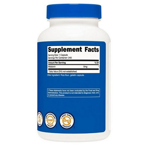 Nutricost, Melatonin Capsules, 5 Mg, 240 Count Nutricost