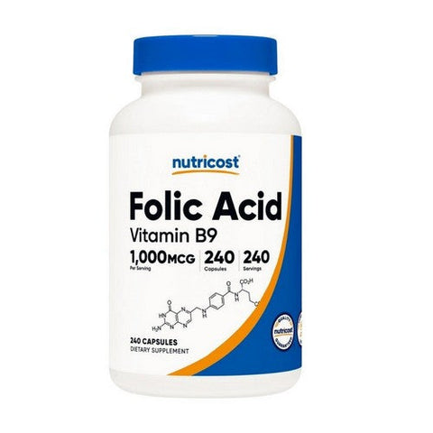 Nutricost, Folic Acid Vitamin B9 Capsules, 1000 Mcg, 240 Count Nutricost