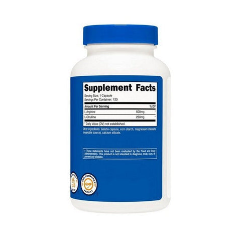 Nutricost, L-Arginine And L-Citrulline, 750 Mg, 120 Caps Nutricost