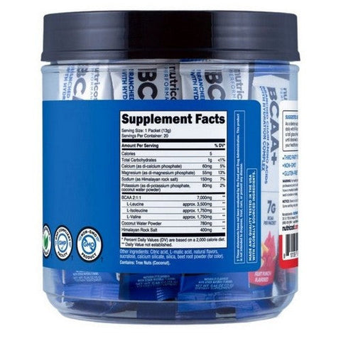 Nutricost, BCAA + Hydration Stickpacks Fruit Punch, 20 Sticks Nutricost