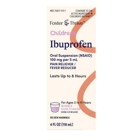 Foster And Thrive, Children's Ibuprofen Bubble Gum, 100 Mg, 4 Oz Foster And Thrive