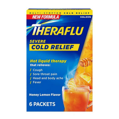 Theraflu, Severe Cold Relief Packets Daytime Formula Honey Lemon, 6 Count Theraflu