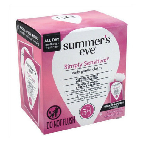 Summers Eve, Daily Gentle Cloths Simply Sensitive, 12 Count Summers Eve