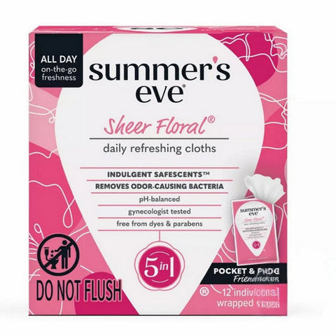 Summers Eve, Daily Refreshing Cloths Sheer Floral, 12 Count Summers Eve