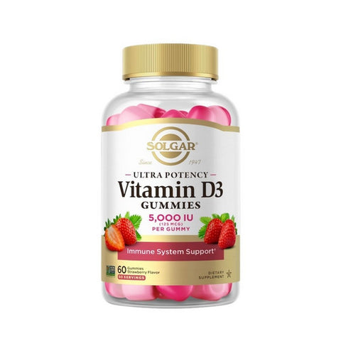 Solgar, Ultra Potency Vitamin D3 Gummies Strawberry, 5000 IU, 60 Count Solgar