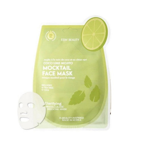 ESW Beauty, Coco Lime Mojito Clarifying Mocktail Biocellulose Mask, 10 Count ESW Beauty
