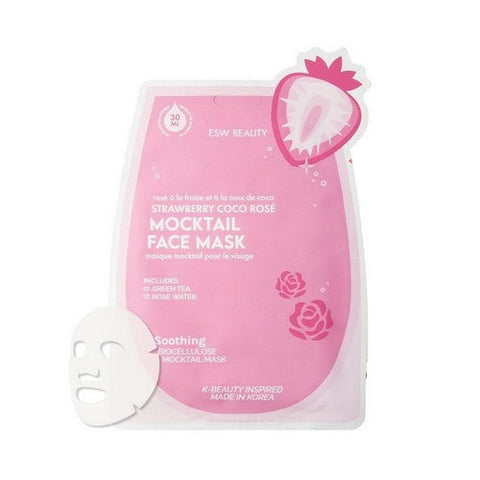 ESW Beauty, Soothing Biocellulose Mocktail Mask Strawberry Coco Rose, 30 Count ESW Beauty