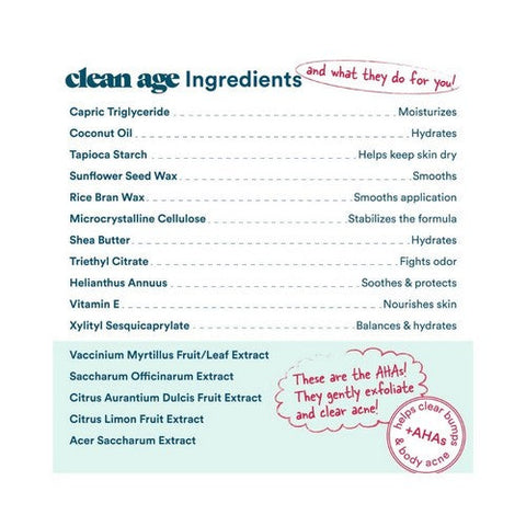 Clean Age, AHA Solid Deodorant For Teens Cedar And Sea Salt, 2.25 Oz Clean Age