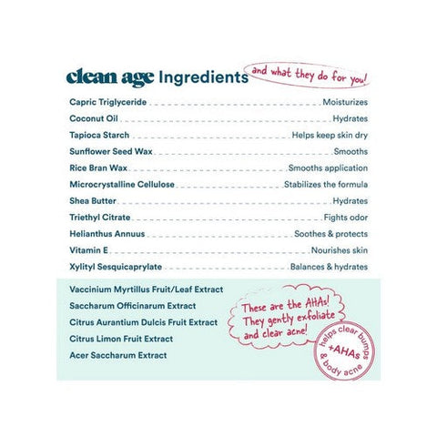 Clean Age, AHA Solid Deodorant For Teens Citrus, 2.25 Oz Clean Age