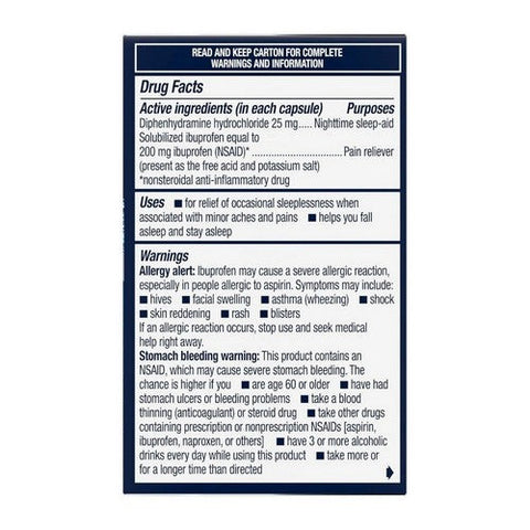 Advil, Ibuprofen PM Liquid Mini Nsaid Gelcaps, 40 Count Advil
