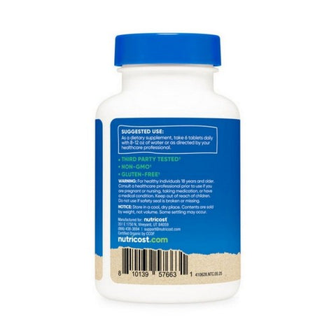 Nutricost, Organic Spirulina Plus Chlorella, 1500 Mg, 180 Tabs