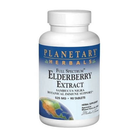 Planetary Herbals, Full Spectrum Elderberry Extract, 525 mg, 90 Tabs Planetary Herbals