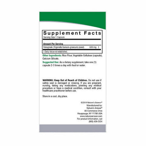Nature's Answer, Fenugreek Seed, 600 Mg, 90 Veg Caps Nature's Answer