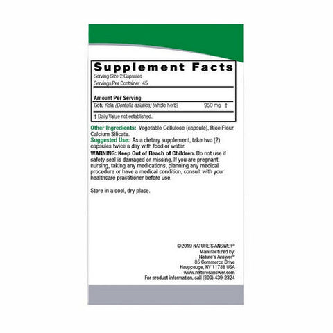 Nature's Answer, Gotu Kola, 950 Mg, 90 Veg Caps Nature's Answer