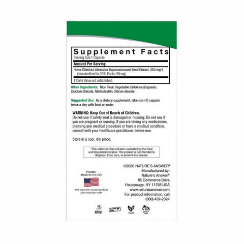 Nature's Answer, Horse Chestnut Standardized, 250 Mg, 90 Veg Caps Nature's Answer