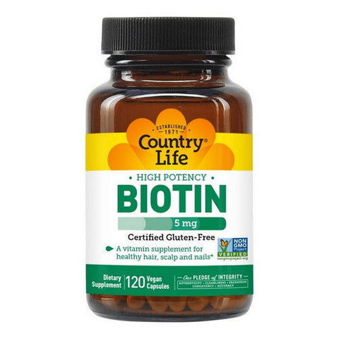 Country Life, Biotin High Potency Vegetarian, 5 MG, 120 Caps Country Life