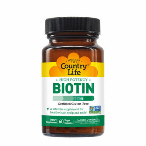 Country Life, High Potency Biotin, 5 Mg, 60 Veg Caps Country Life
